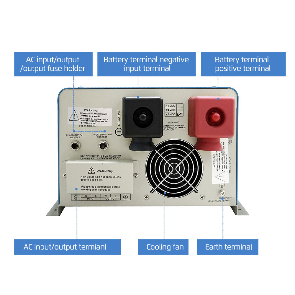 Tumo-Int 6kVA Baja Frec. Cargador inversor de 48 V CC a 120 V CA