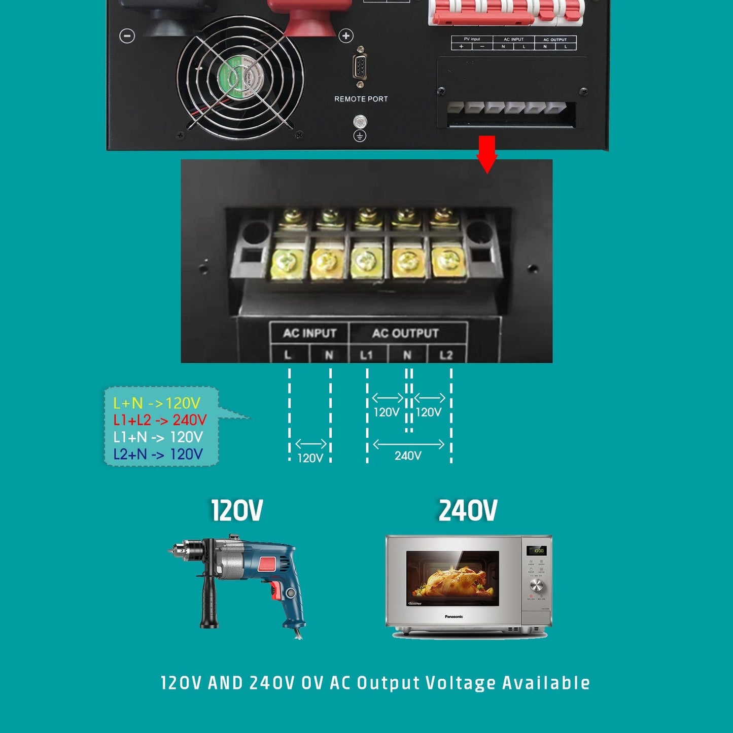 Inversor híbrido solar Tumo-Int de 6 kVA de fase dividida de 48 V CC a 120/240 V CA con MPPT de 120 A
