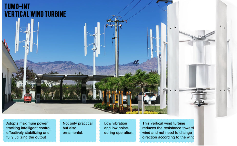 Tumo-Int 1000W Model H Vertical Wind Turbine Generator Kit with Controller (24/48V)