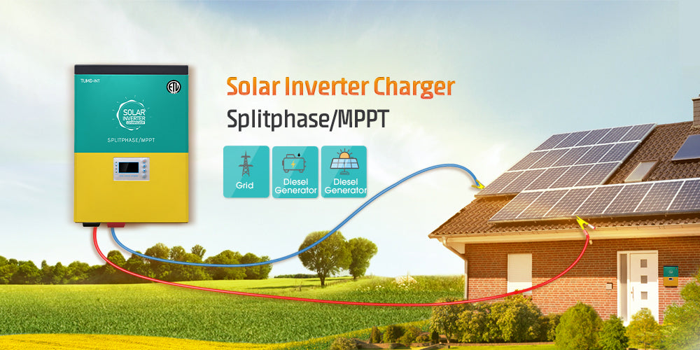 Inversor solar Tumo-Int de 8 kVA de fase dividida de 48 V CC a 120/240 V CA  con controlador MPPT de 120 A